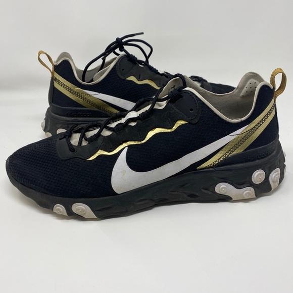 Nike React Element 55 White Black Metallic Gold - Picture 1 of 4